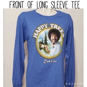 S Long sleeve crew neck unisex blue Bob Ross T